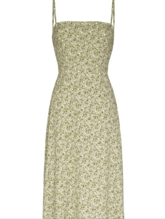 Reformation Dresses & Skirts - Reformation Olive Green Floral Spaghetti-Strap Midi Dress In Colour Juniper